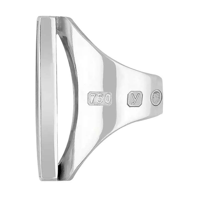18ct White Gold Whitby Jet King's Coronation Hallmark Large Square Ring sold by C.W. Sellors product image thumbnail 3