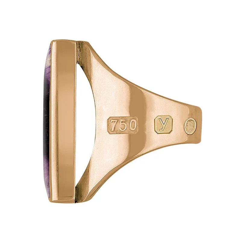 18ct Rose Gold Blue John King's Coronation Hallmark Medium Square Ring sold by C.W. Sellors product image thumbnail 3