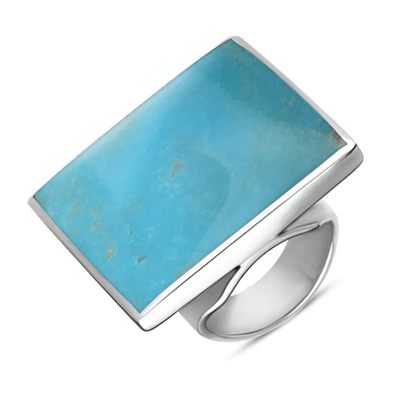 Sterling Silver Turquoise King's Coronation Hallmark Large Square Ring sold by C.W. Sellors