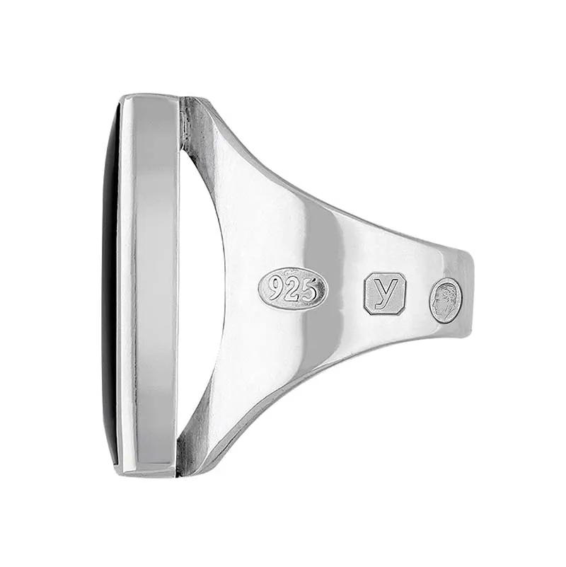 Sterling Silver Whitby Jet King's Coronation Hallmark Medium Square Ring sold by C.W. Sellors product image thumbnail 3
