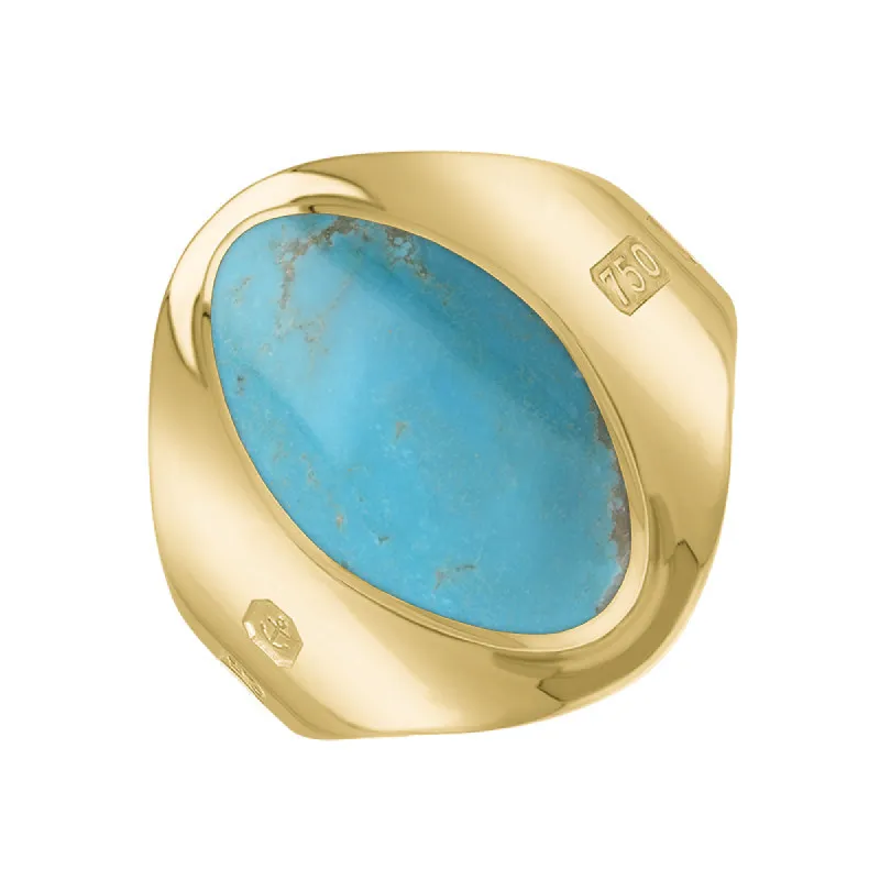 18ct Yellow Gold Turquoise King's Coronation Hallmark Small Oval Ring sold by C.W. Sellors