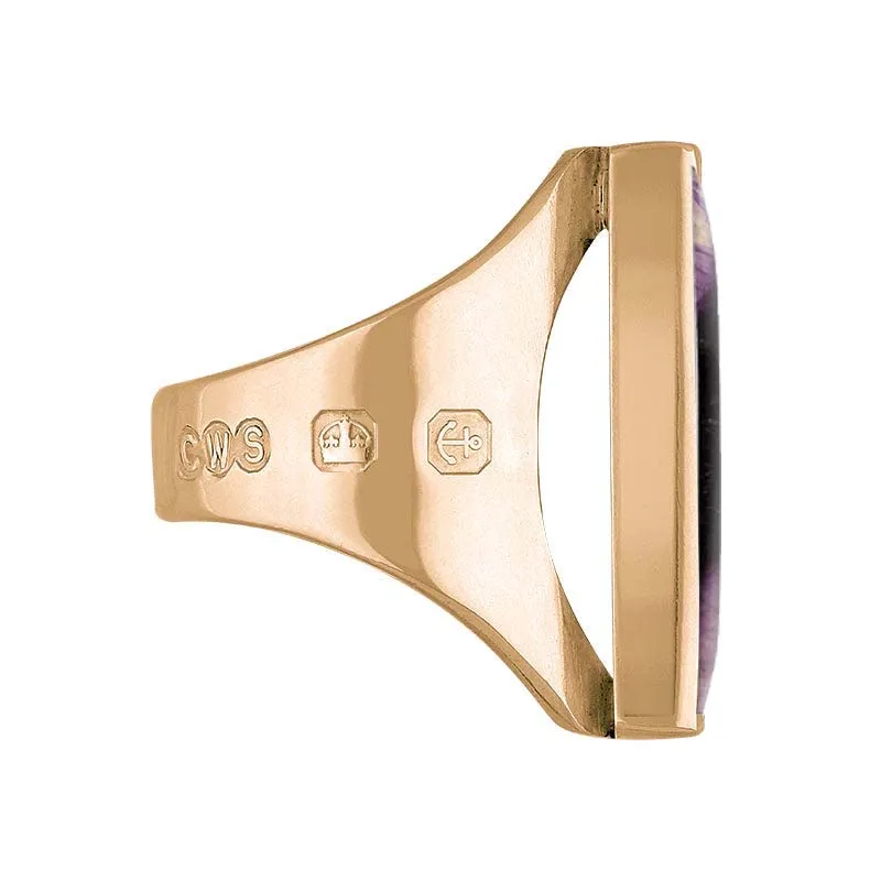 9ct Rose Gold Blue John King's Coronation Hallmark Medium Oblong Ring sold by C.W. Sellors product image thumbnail 2