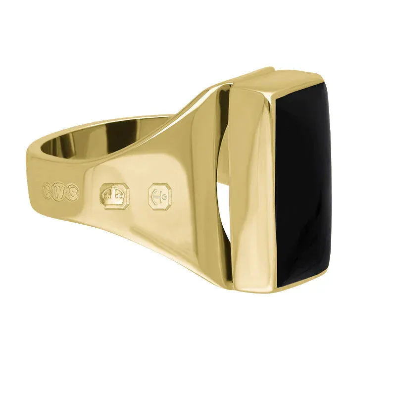 9ct Yellow Gold Whitby Jet King's Coronation Hallmark Small Oblong Ring sold by C.W. Sellors product image thumbnail 3