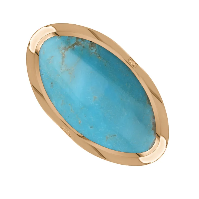 9ct Rose Gold Turquoise King's Coronation Hallmark Large Oval Ring sold by C.W. Sellors