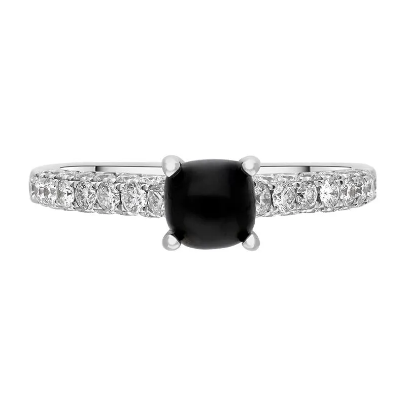 18ct White Gold Whitby Jet 0.83ct Diamond Shoulder Ring sold by C.W. Sellors product image thumbnail 4