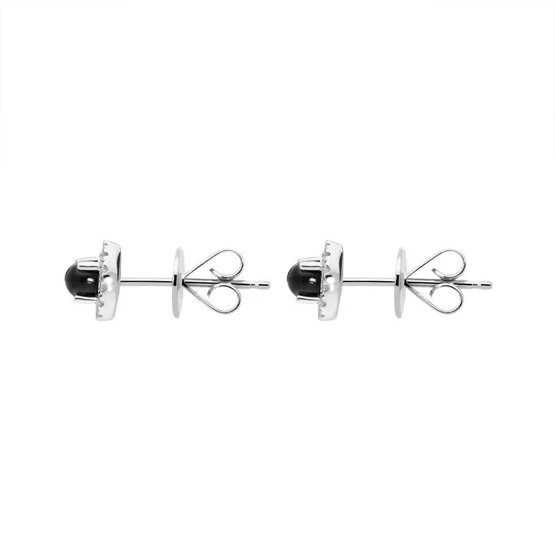 18ct White Gold Whitby Jet 0.10ct Diamond Round Stud Earrings sold by C.W. Sellors product image thumbnail 2