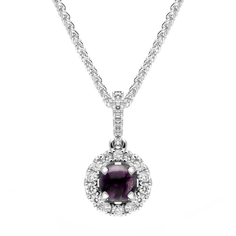 18ct White Gold Blue John 0.14ct Diamond Round Necklace sold by C.W. Sellors
