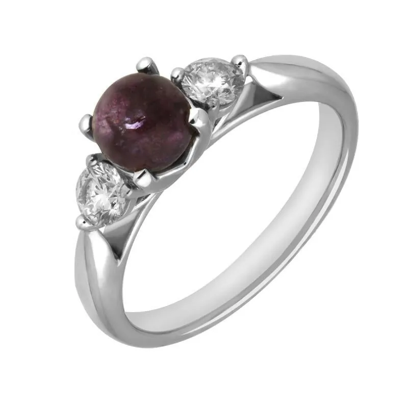 18ct White Gold Blue John 0.36ct Diamond Round Claw Set Ring sold by C.W. Sellors