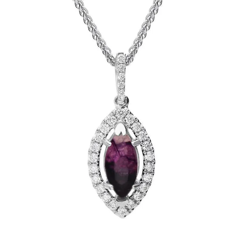 18ct White Gold Blue John 0.21ct Diamond Marquise Necklace sold by C.W. Sellors