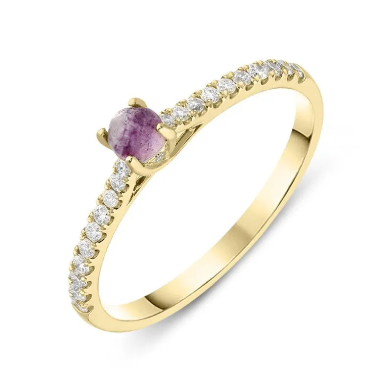 18ct Yellow Gold Blue John Diamond Round Solitaire Ring sold by C.W. Sellors