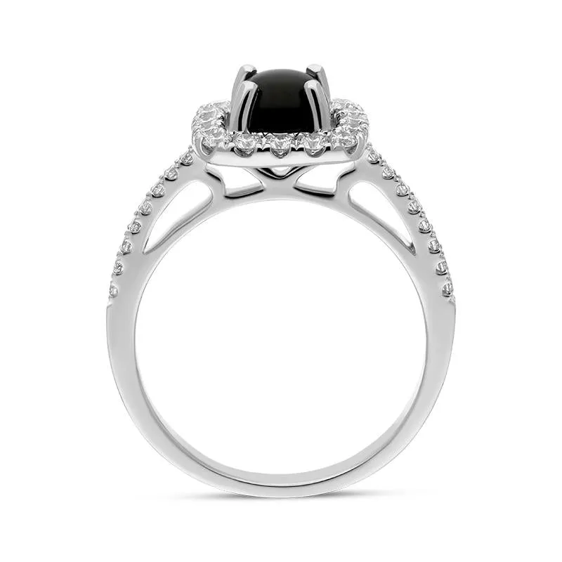 18ct White Gold Whitby Jet 0.45ct Diamond Cushion Ring sold by C.W. Sellors product image thumbnail 2