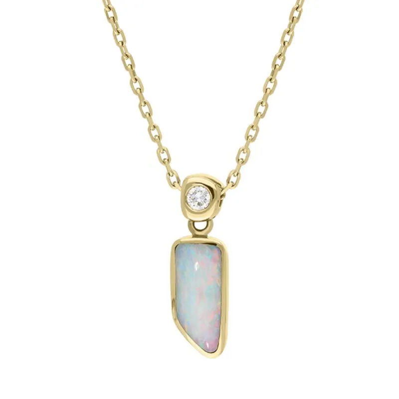 18ct Yellow Gold 1.50ct Opal 0.10ct Diamond Necklace sold by C.W. Sellors