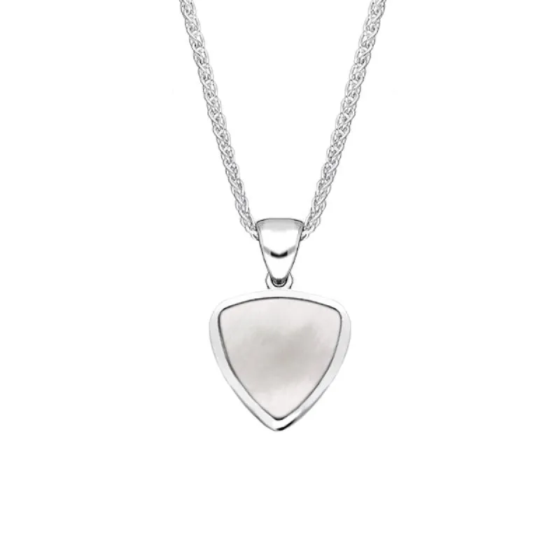 Sterling Silver Mother of Pearl Small Curved Triangle Necklace sold by C.W. Sellors