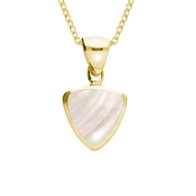 9ct Yellow Gold Mother of Pearl Small Curved Triangle Necklace sold by C.W. Sellors