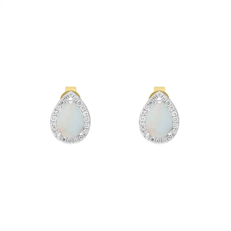 18ct White Gold 0.66ct Opal Diamond Pear Stud Earrings sold by C.W. Sellors