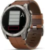 Garmin Fenix 8 51mm Sapphire AMOLED Titanium Chestnut Leather Band Watch sold by C.W. Sellors