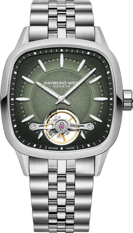 Raymond Weil Freelancer Calibre RW1212 Green Bracelet Watch made by Raymond Weil