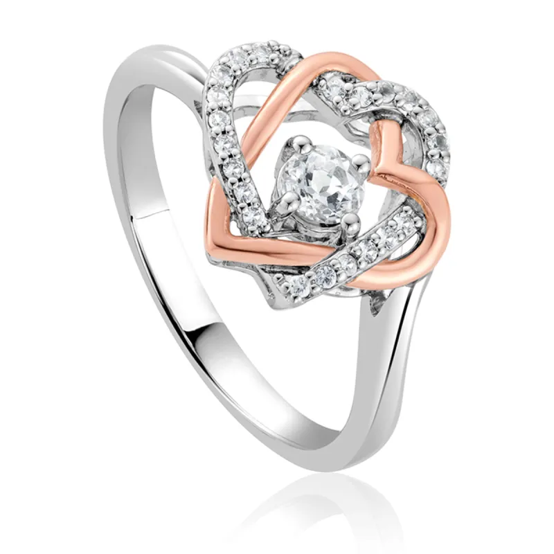 Clogau Always in my Heart Sterling Silver White Topaz Ring sold by C.W. Sellors