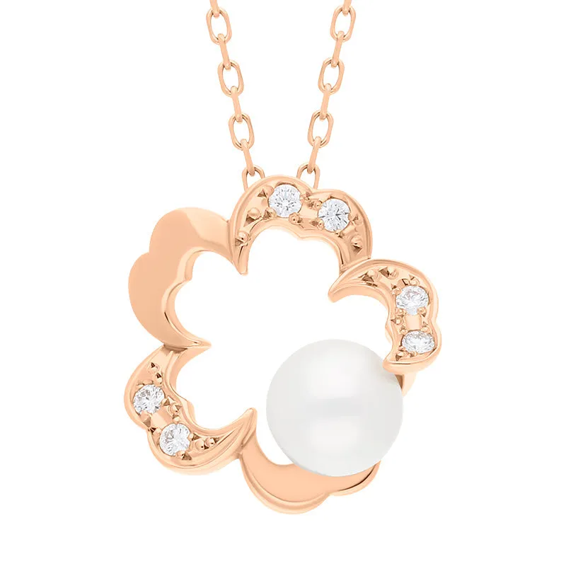 Mikimoto Cherry Blossom 18ct Rose Gold Akoya Pearl Diamond Pendant sold by C.W. Sellors