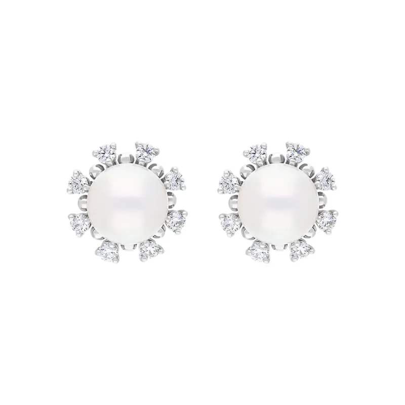 Mikimoto 18ct White Gold Akoya Pearl Diamond Earrings sold by C.W. Sellors