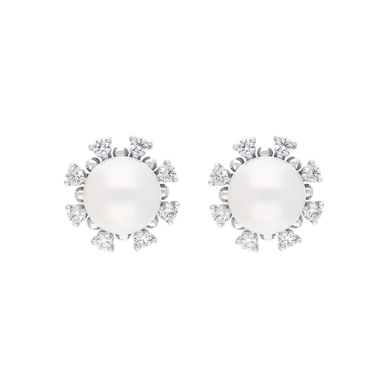 Mikimoto 18ct White Gold Akoya Pearl Diamond Earrings sold by C.W. Sellors