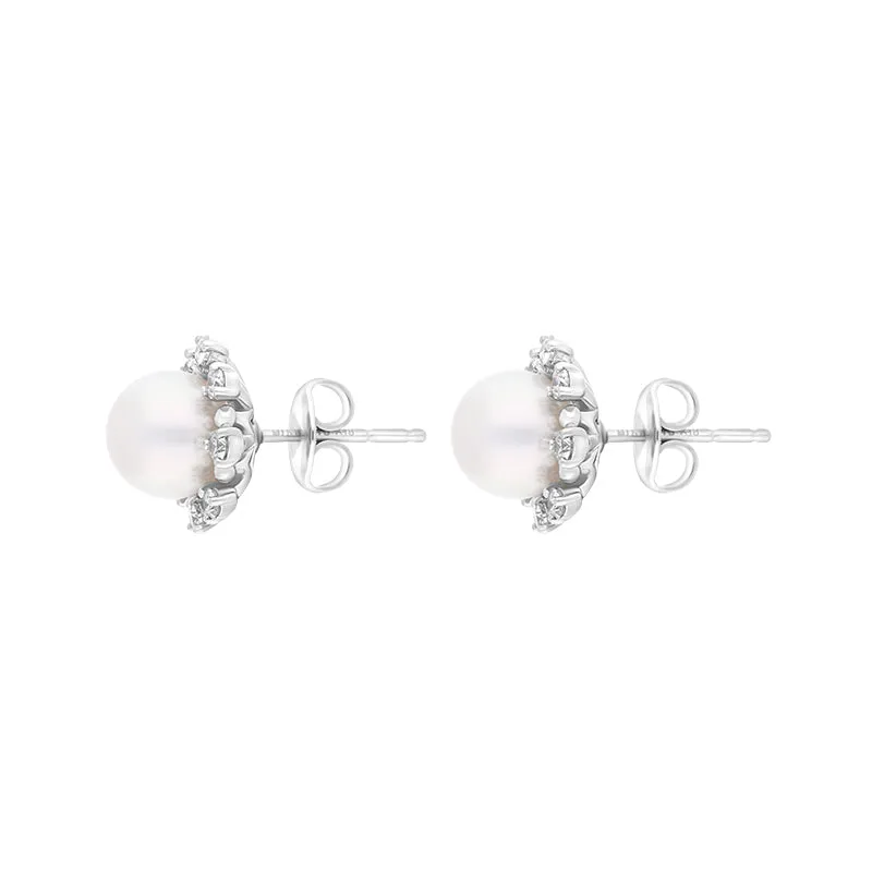 Mikimoto 18ct White Gold Akoya Pearl Diamond Earrings sold by C.W. Sellors product image thumbnail 2