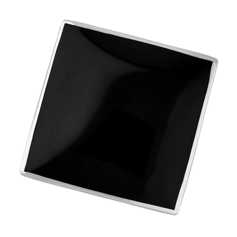 9ct White Gold Whitby Jet King's Coronation Hallmark Large Rhombus Ring sold by C.W. Sellors