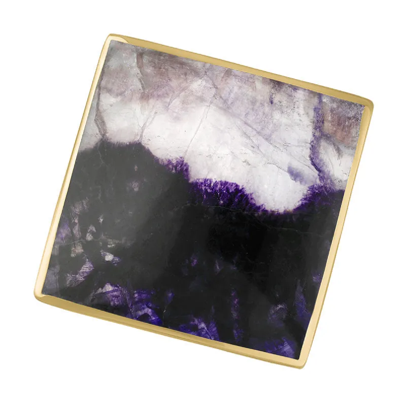 18ct Yellow Gold Blue John King's Coronation Hallmark Large Rhombus Ring sold by C.W. Sellors