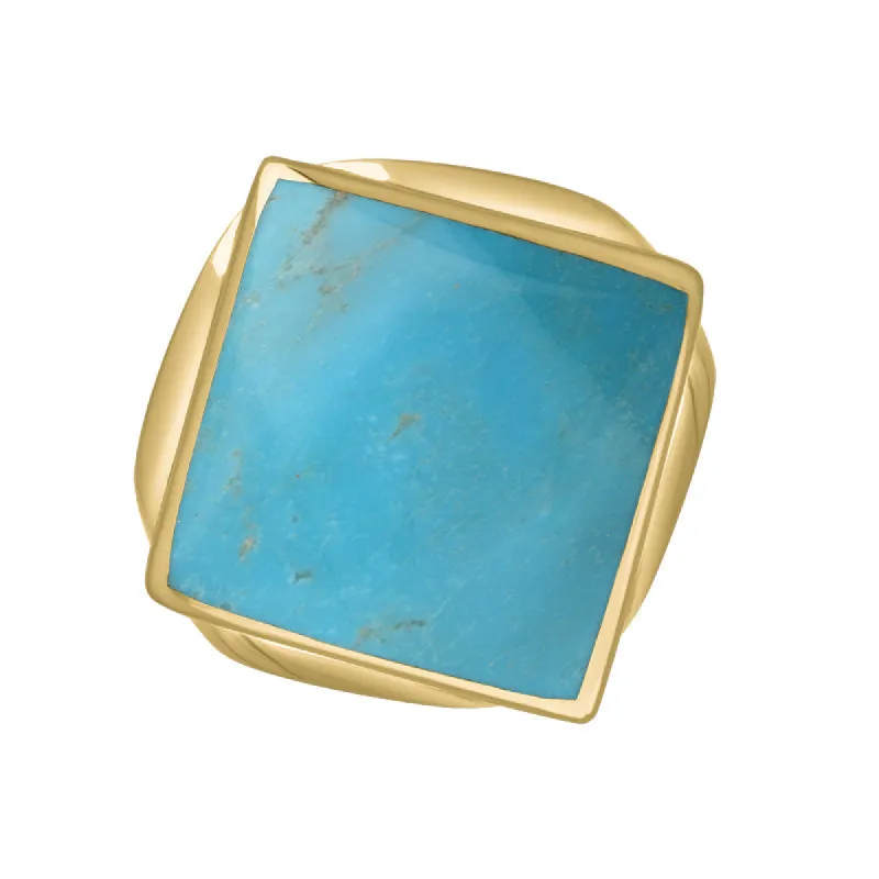9ct Yellow Gold Turquoise King's Coronation Hallmark Small Rhombus Ring sold by C.W. Sellors