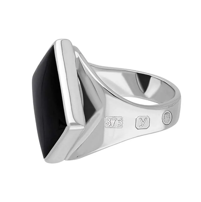 9ct White Gold Whitby Jet King's Coronation Hallmark Small Rhombus Ring sold by C.W. Sellors product image thumbnail 3