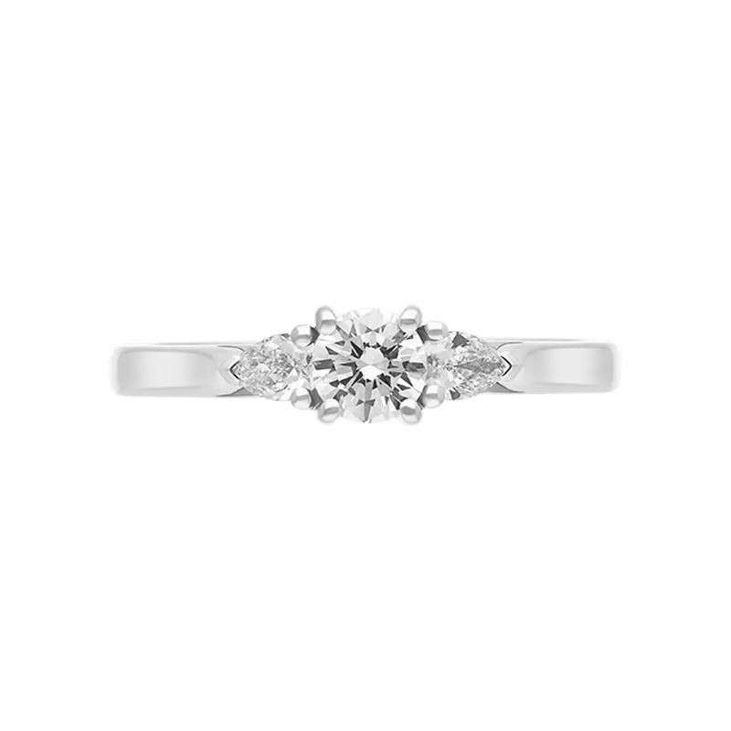 Platinum 0.46ct Diamond Round Brilliant and Pear Cut Three Stone Ring sold by C.W. Sellors product image thumbnail 3