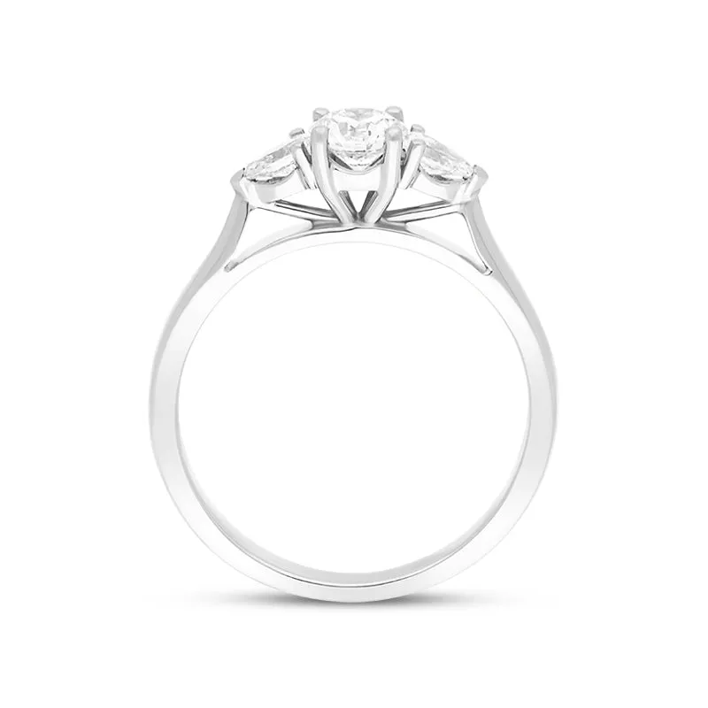 Platinum 0.46ct Diamond Round Brilliant and Pear Cut Three Stone Ring sold by C.W. Sellors product image thumbnail 2