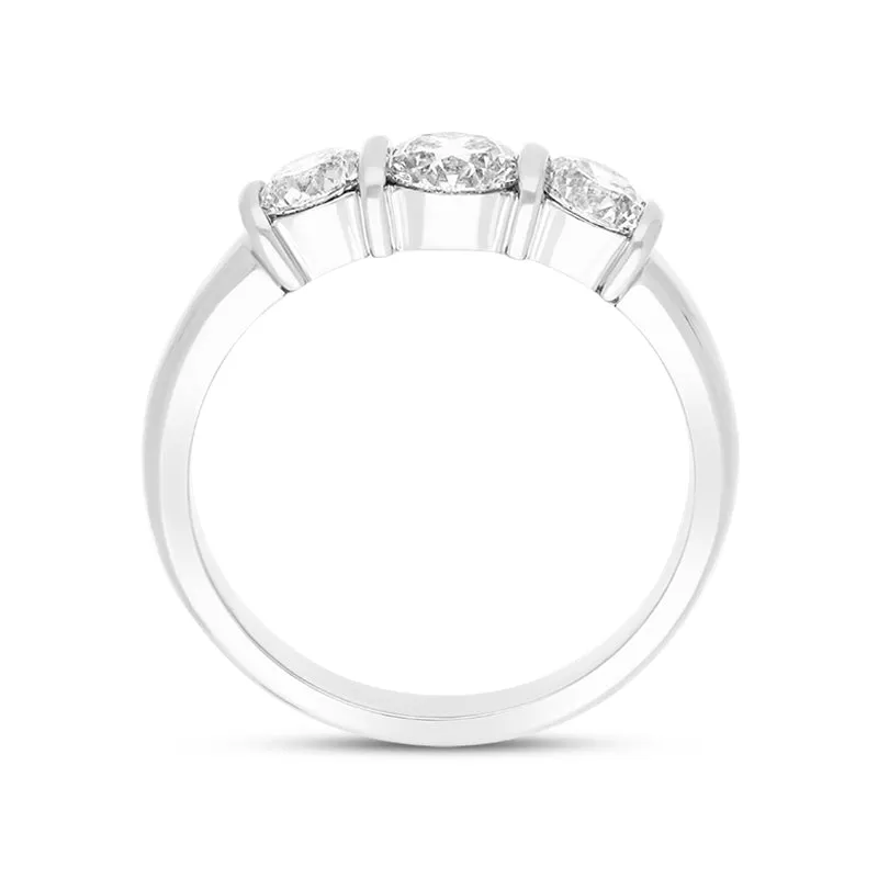 Platinum 1.03ct Diamond Round Brilliant Cut Three Stone Bar Set Ring sold by C.W. Sellors product image thumbnail 3