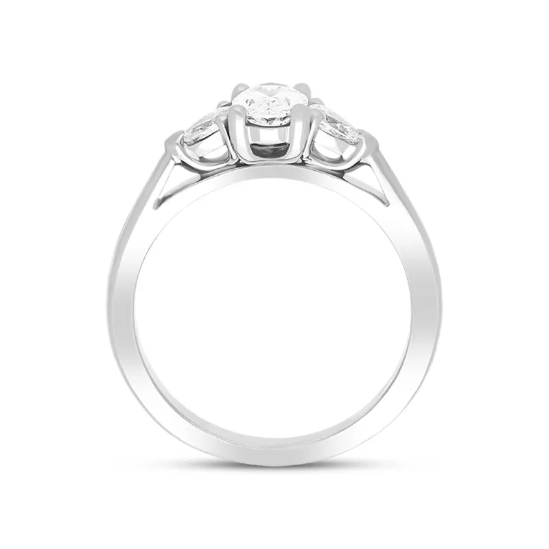 Platinum 0.72ct Diamond Oval and Pear Cut Three Stone Ring sold by C.W. Sellors product image thumbnail 2