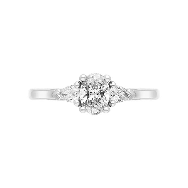 Platinum 0.72ct Diamond Oval and Pear Cut Three Stone Ring sold by C.W. Sellors product image thumbnail 3