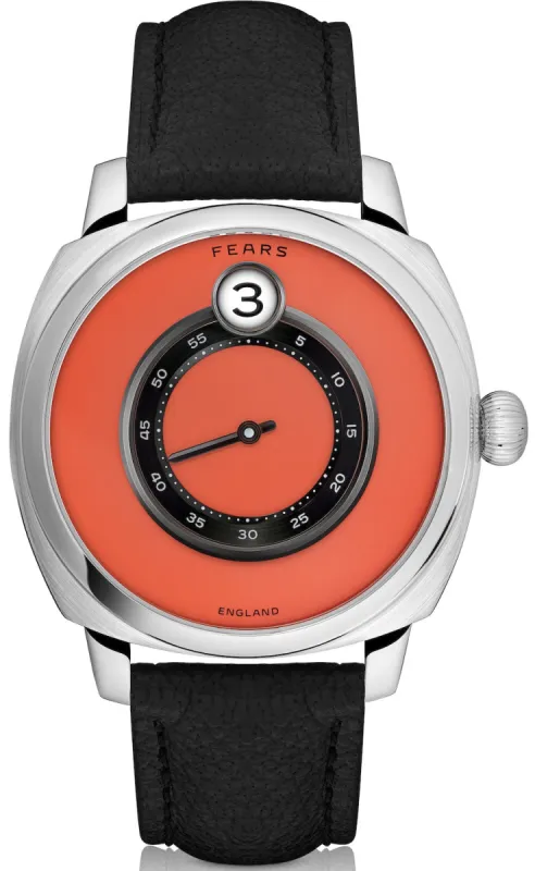 Fears Brunswick 40.5 Jump Hour Coral Lacquer Leather Watch made by C.W. Sellors