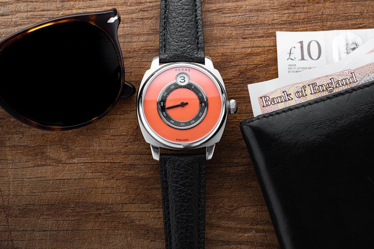 Fears Brunswick 40.5 Jump Hour Coral Lacquer Leather Watch sold by C.W. Sellors product image thumbnail 5