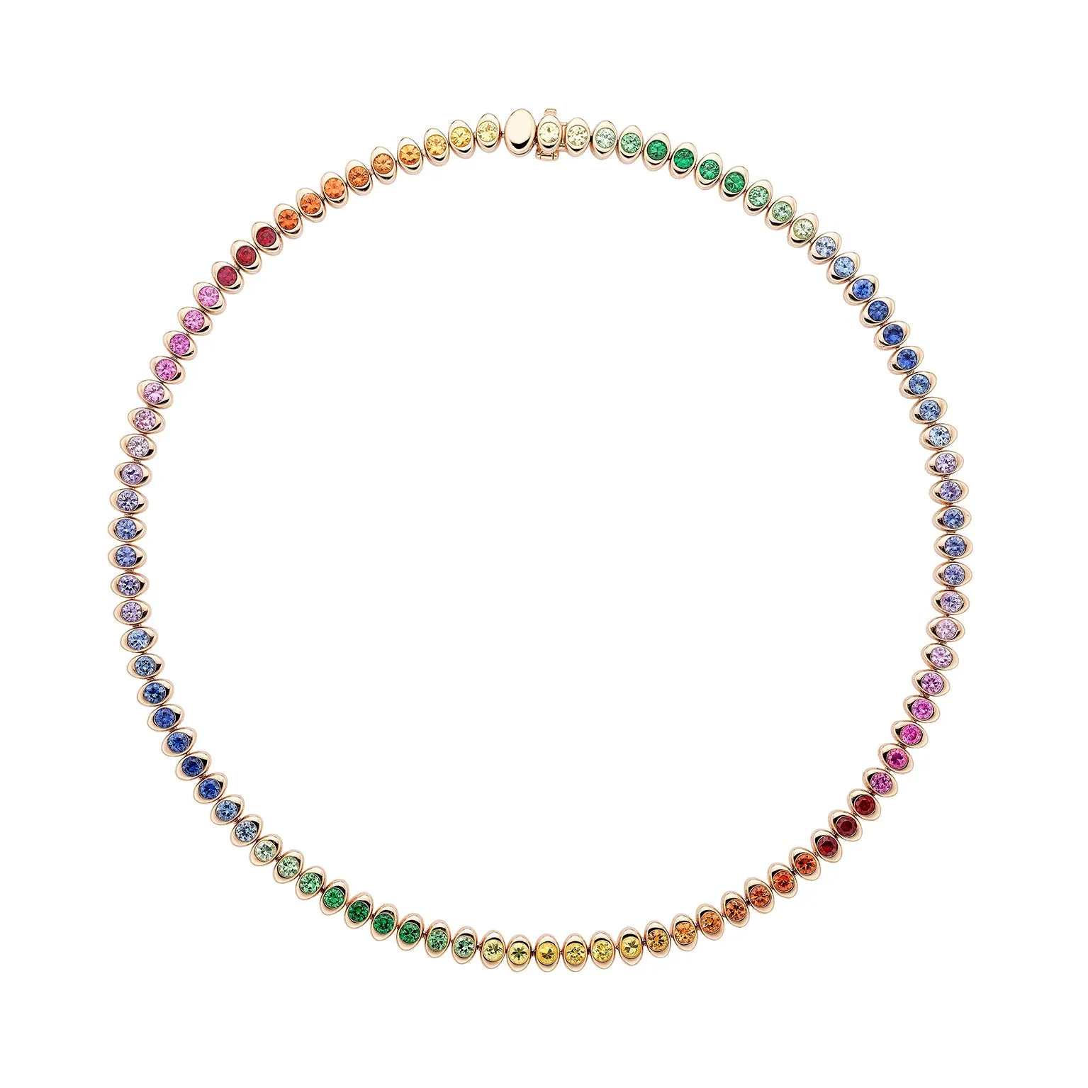Faberge Colours of Love Cosmic Curve 18ct Rose Gold Rainbow Gemstone Necklace sold by C.W. Sellors