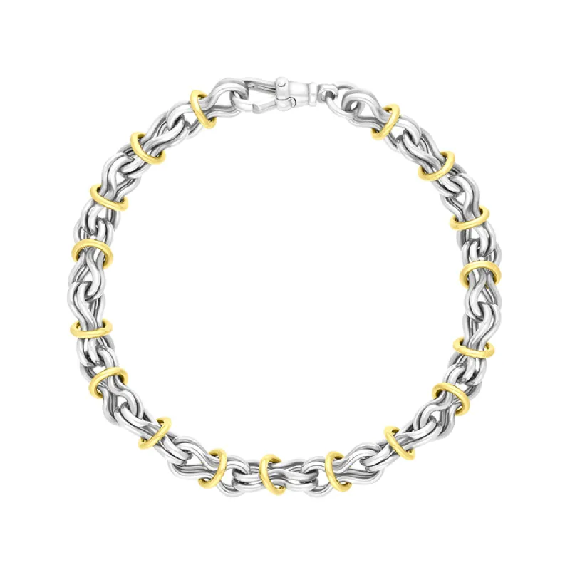 9ct Yellow Gold Sterling Silver Multi Link Handmade Bracelet sold by C.W. Sellors