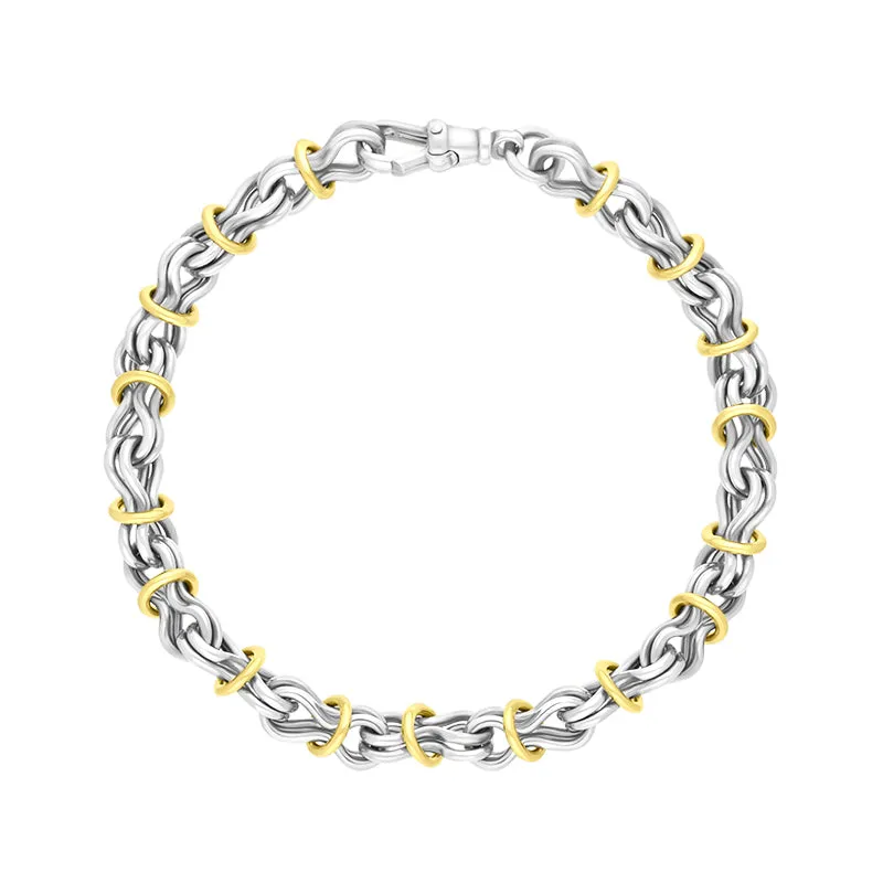 9ct Yellow Gold Sterling Silver Multi Link Handmade Bracelet sold by C.W. Sellors