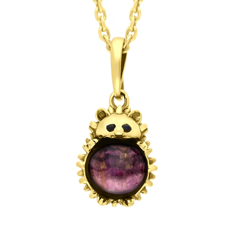 9ct Yellow Gold Blue John Small Hedgehog Necklace sold by C.W. Sellors
