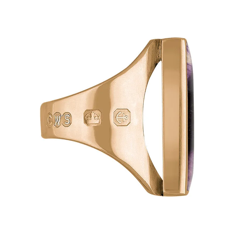 9ct Rose Gold Blue John King's Coronation Hallmark Medium Square Ring sold by C.W. Sellors product image thumbnail 2