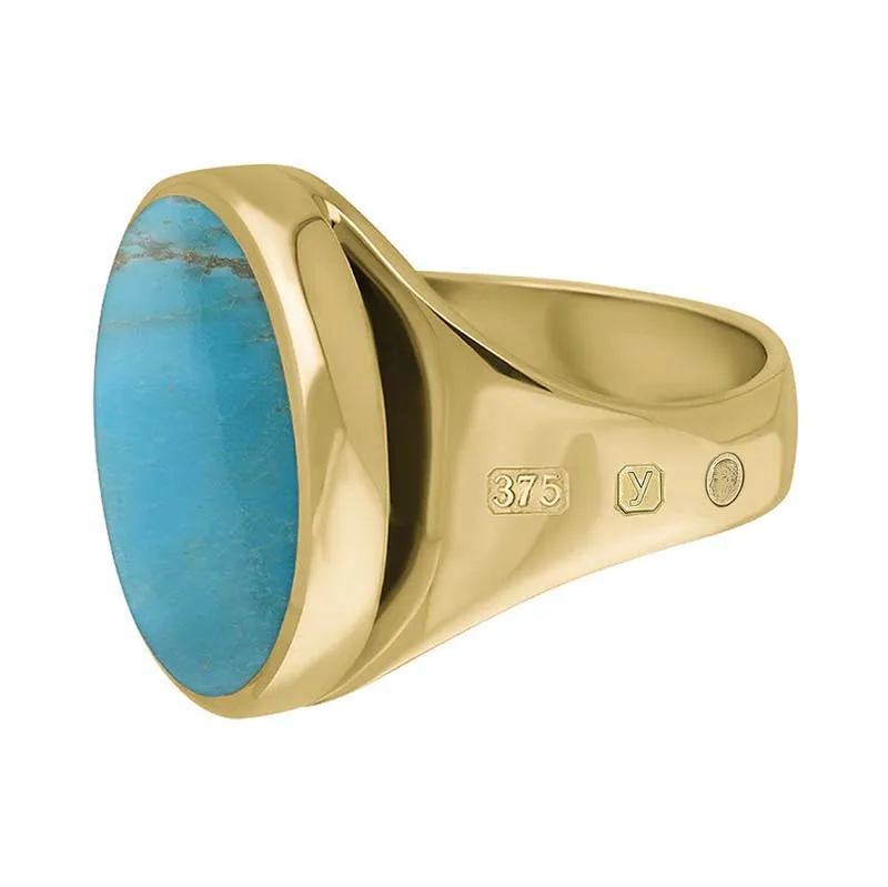 9ct Yellow Gold Turquoise King's Coronation Hallmark Small Round Ring sold by C.W. Sellors product image thumbnail 3