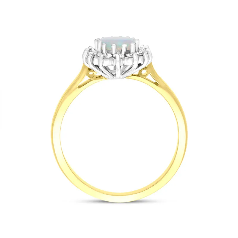 18ct Yellow Gold 0.47ct Opal Diamond Cluster Ring sold by C.W. Sellors product image thumbnail 2
