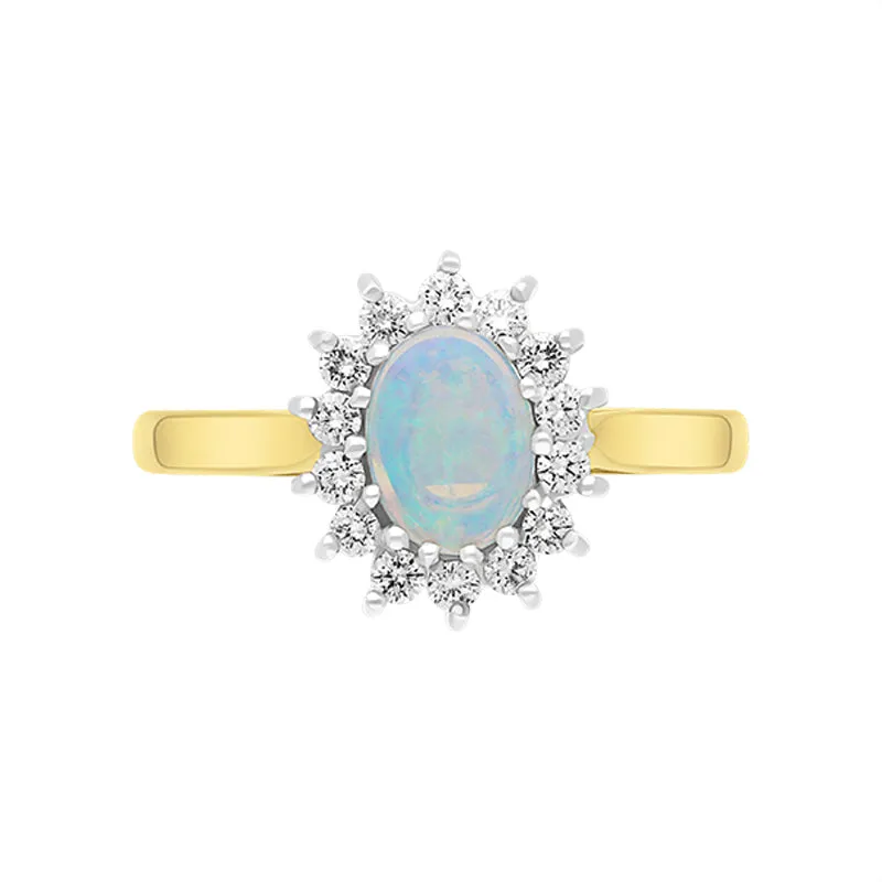 18ct Yellow Gold 0.47ct Opal Diamond Cluster Ring sold by C.W. Sellors product image thumbnail 3