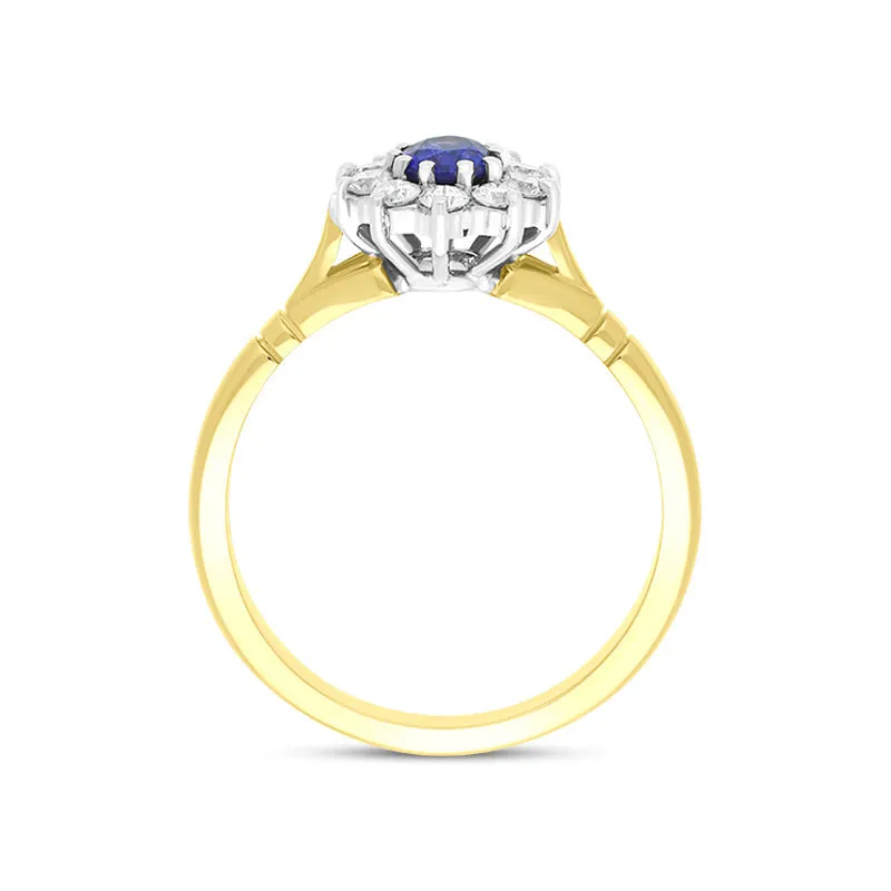 18ct Yellow Gold 0.48ct Sapphire Diamond Halo Ring sold by C.W. Sellors product image thumbnail 3