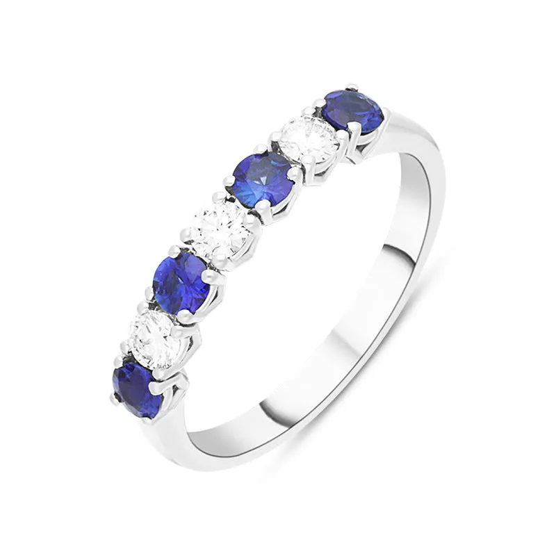 Platinum Sapphire Diamond Seven Stone Half Eternity Ring sold by C.W. Sellors