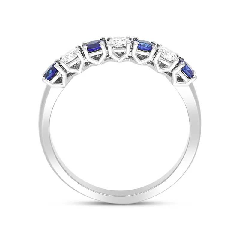 Platinum Sapphire Diamond Seven Stone Half Eternity Ring sold by C.W. Sellors product image thumbnail 2