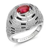 Faberge x Beetlejuice Beetlejuice 18ct White Gold Ruby Diamond Black Enamel Spiral Bombe Ring sold by C.W. Sellors