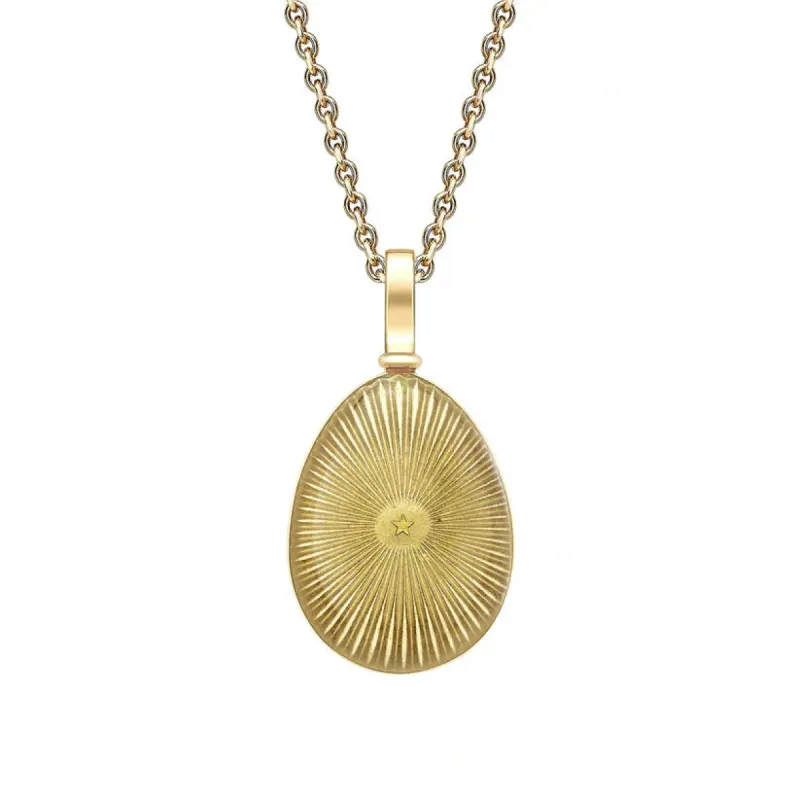Faberge Heritage 18ct Yellow Gold & Gold Enamel Star Burst Egg Pendant sold by C.W. Sellors